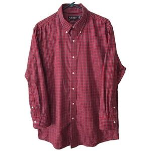 Lauren Ralph Lauren Black Label Red Plaid Button Down Slim Fit Stretch S…